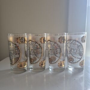 World Map Glass Tumblers - Set of 4